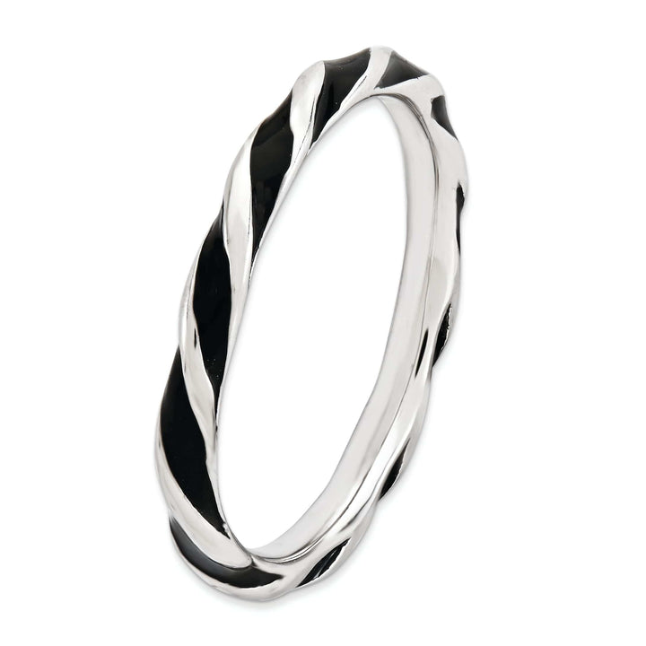 Stackable Expressions Ring Sterling Silver Black Enameled Stackable Ring