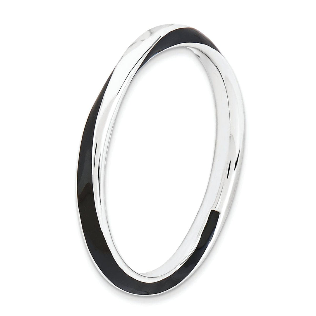 Stackable Expressions Ring Sterling Silver Black Enameled Stackable Ring