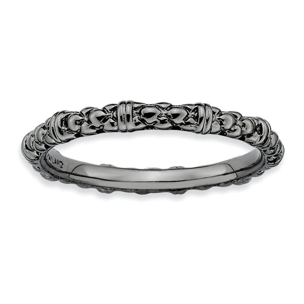 Stackable Expressions Ring Sterling Silver Black-Plated Cable Ring