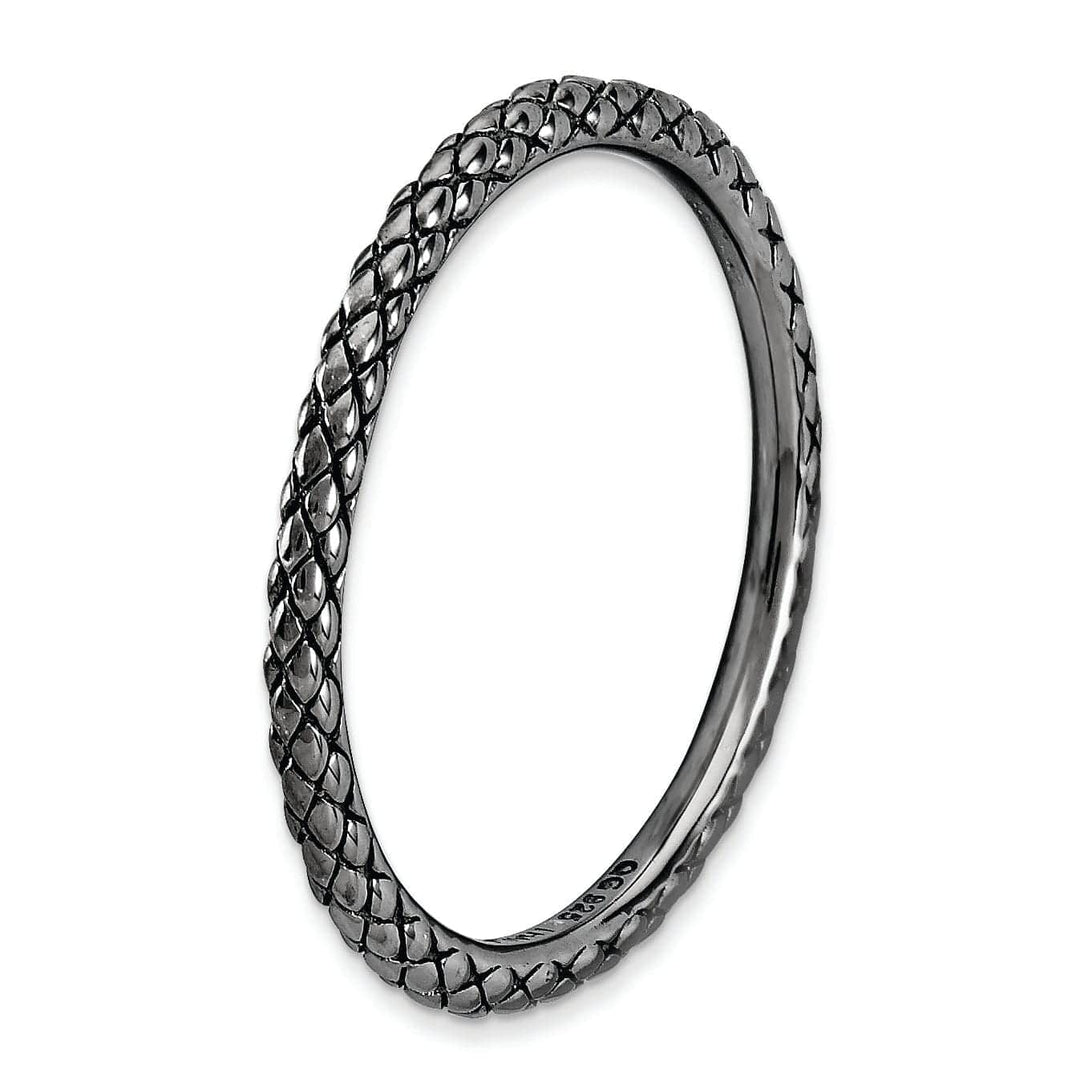 Stackable Expressions Ring Sterling Silver Black-Plated Criss-Cross Ring