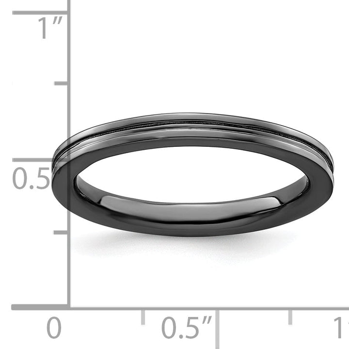 Stackable Expressions Ring Sterling Silver Black-Plated Grooved Ring