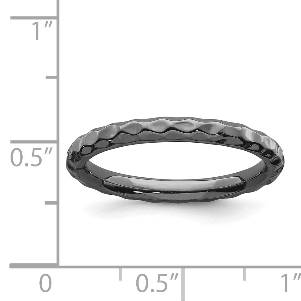 Stackable Expressions Ring Sterling Silver Black-Plated Hammered Ring