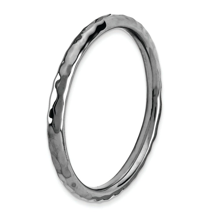Stackable Expressions Ring Sterling Silver Black-Plated Hammered Ring