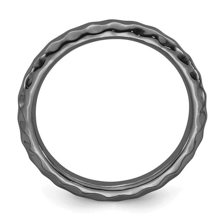Stackable Expressions Ring Sterling Silver Black-Plated Hammered Ring