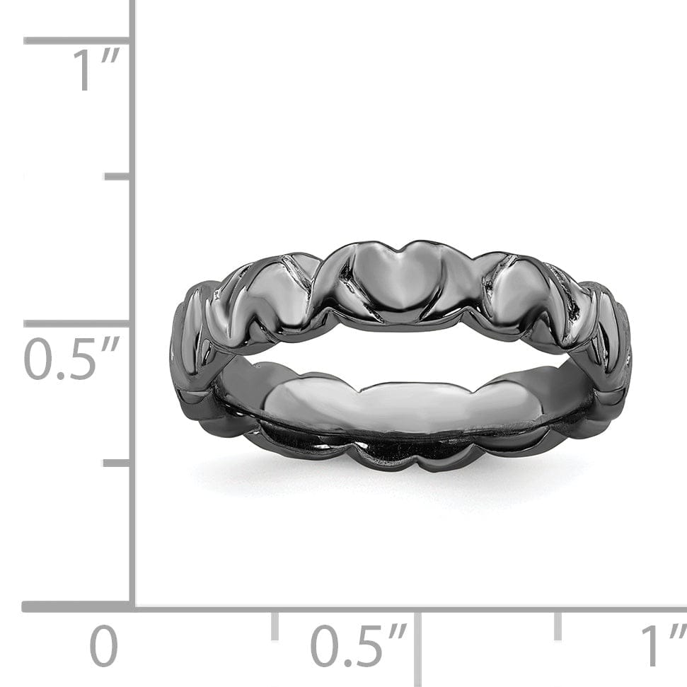 Stackable Expressions Ring Sterling Silver Black-Plated Hearts Ring