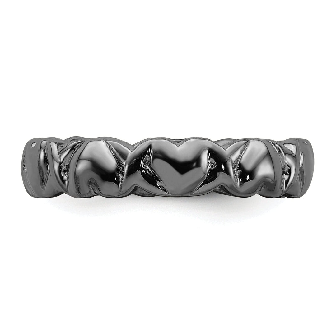 Stackable Expressions Ring Sterling Silver Black-Plated Hearts Ring