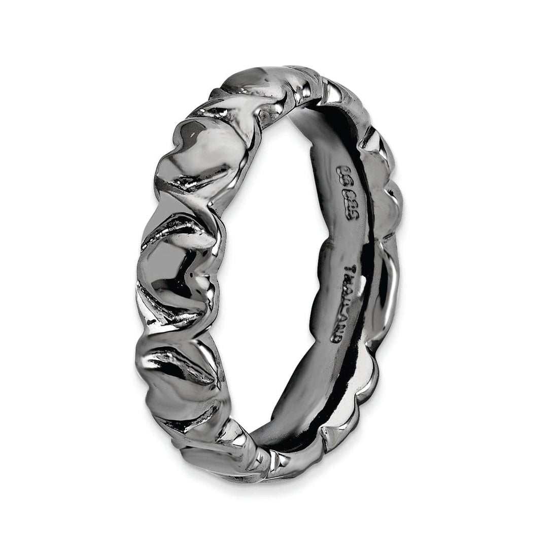 Stackable Expressions Ring Sterling Silver Black-Plated Hearts Ring