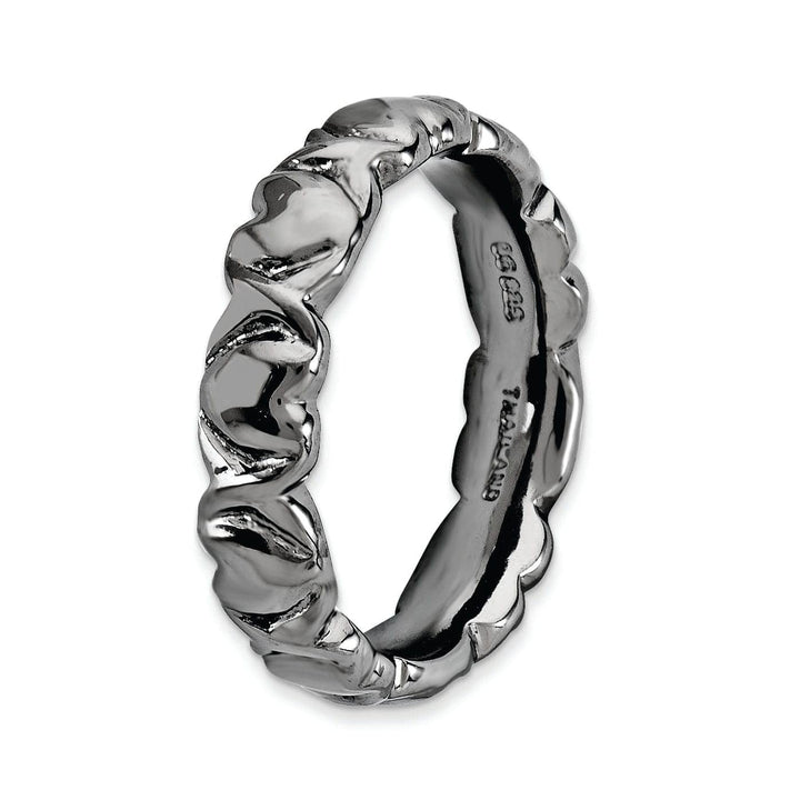 Stackable Expressions Ring Sterling Silver Black-Plated Hearts Ring