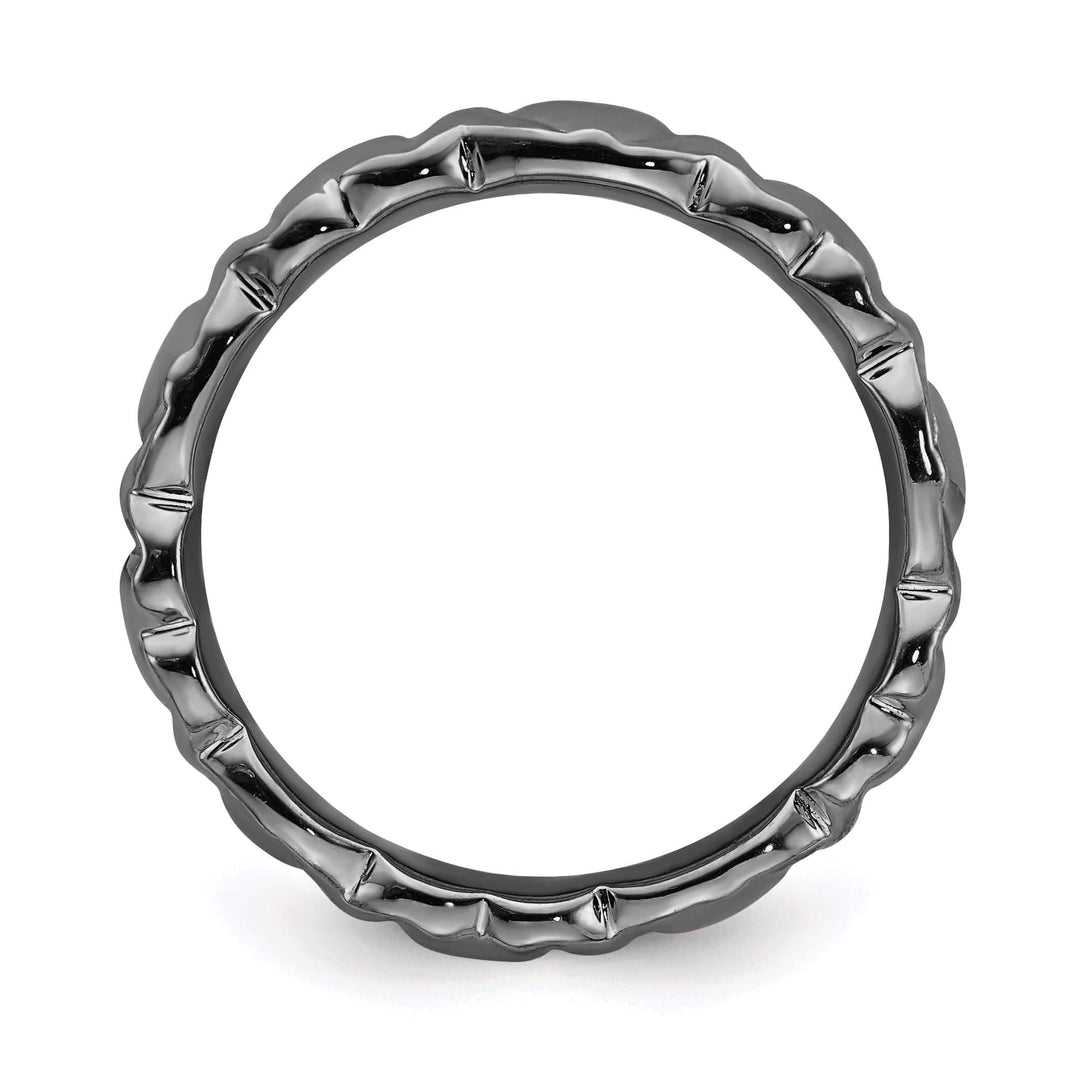 Stackable Expressions Ring Sterling Silver Black-Plated Hearts Ring