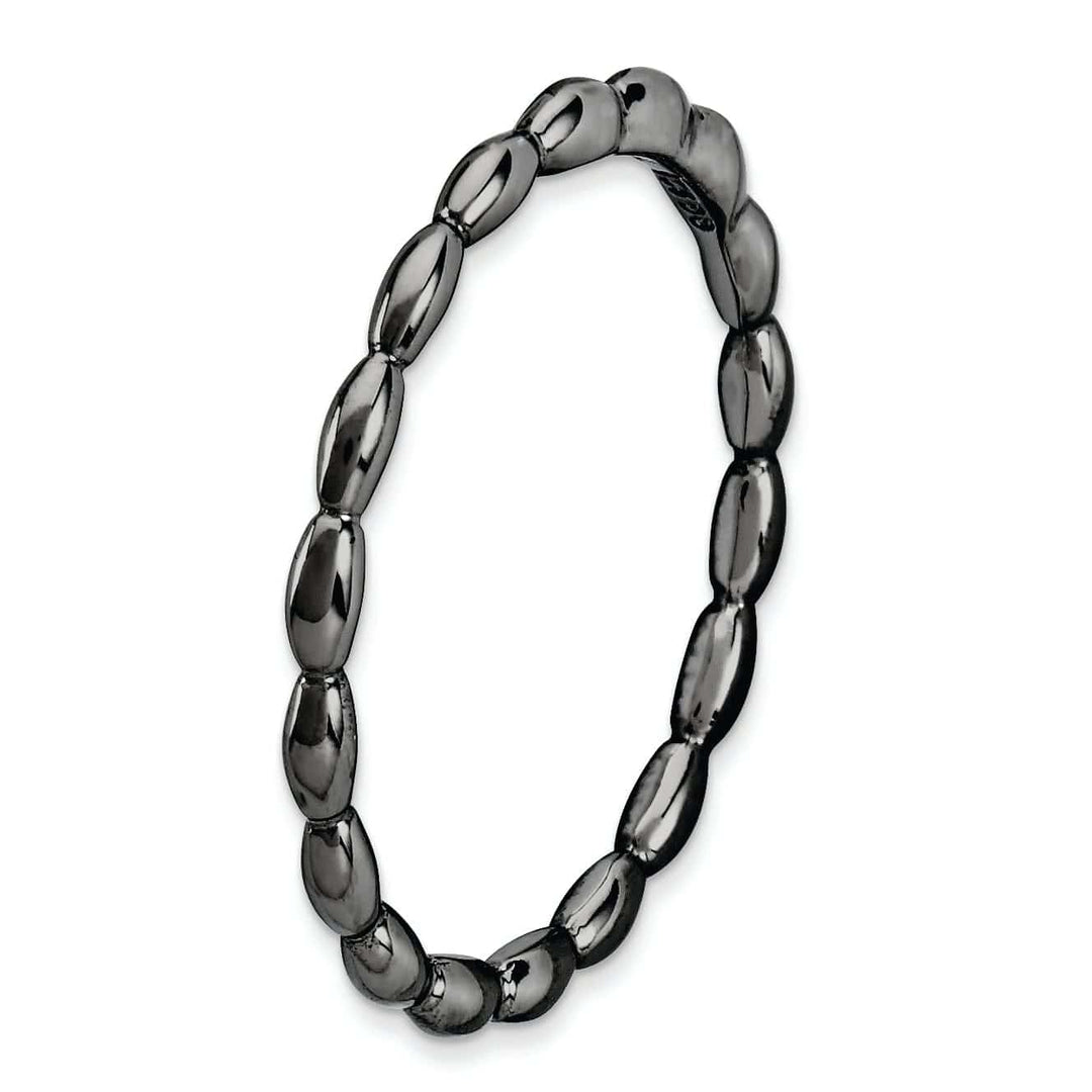 Stackable Expressions Ring Sterling Silver Black-Plated Rice Bead Ring