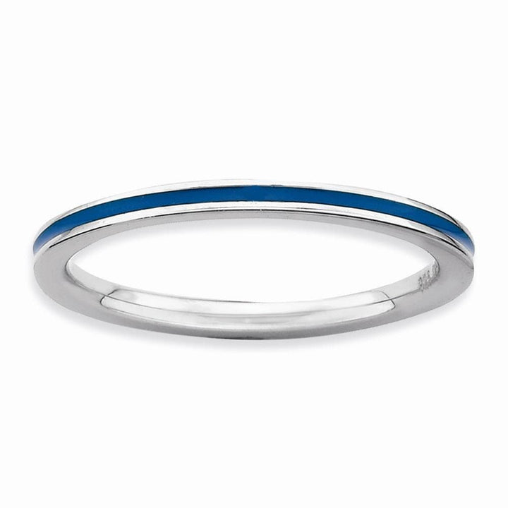 Stackable Expressions Ring Sterling Silver Blue Enameled 1.5MM Ring