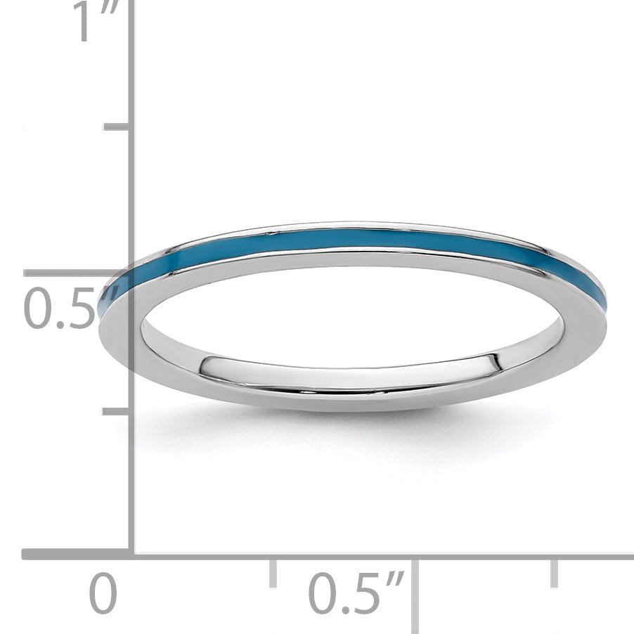 Stackable Expressions Ring Sterling Silver Blue Enameled 1.5MM Ring