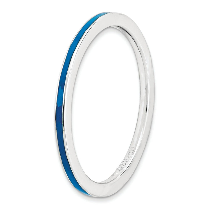 Stackable Expressions Ring Sterling Silver Blue Enameled 1.5MM Ring