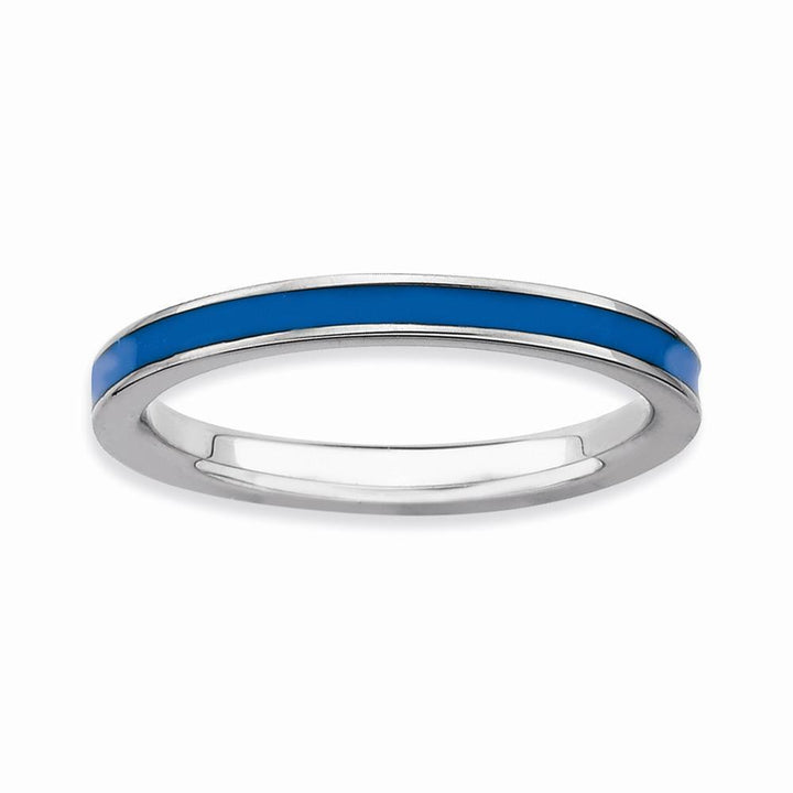 Stackable Expressions Ring Sterling Silver Blue Enameled 2.25MM Ring