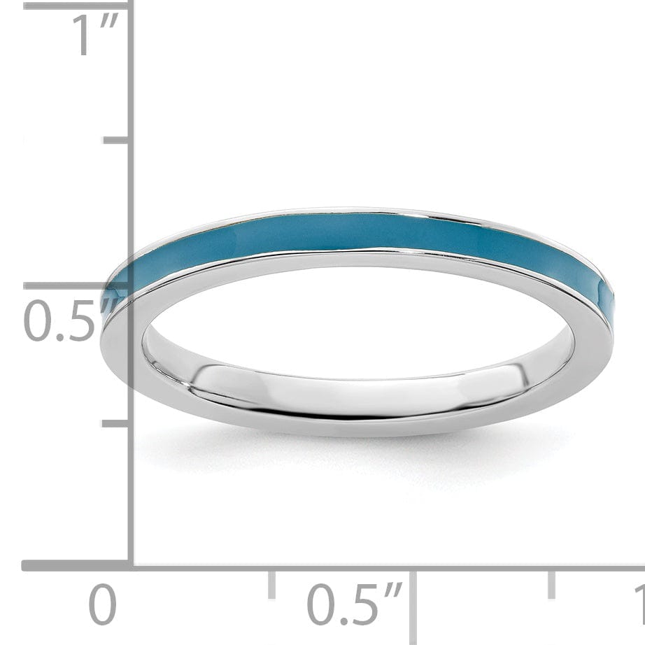 Stackable Expressions Ring Sterling Silver Blue Enameled 2.25MM Ring