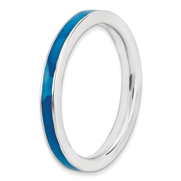 Stackable Expressions Ring Sterling Silver Blue Enameled 2.25MM Ring