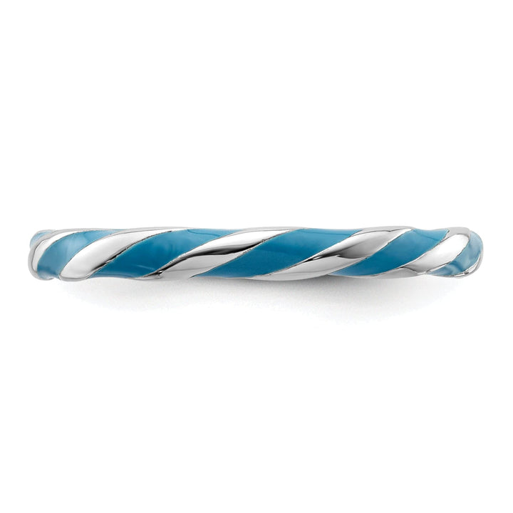 Stackable Expressions Ring Sterling Silver Blue Enameled Stackable Ring