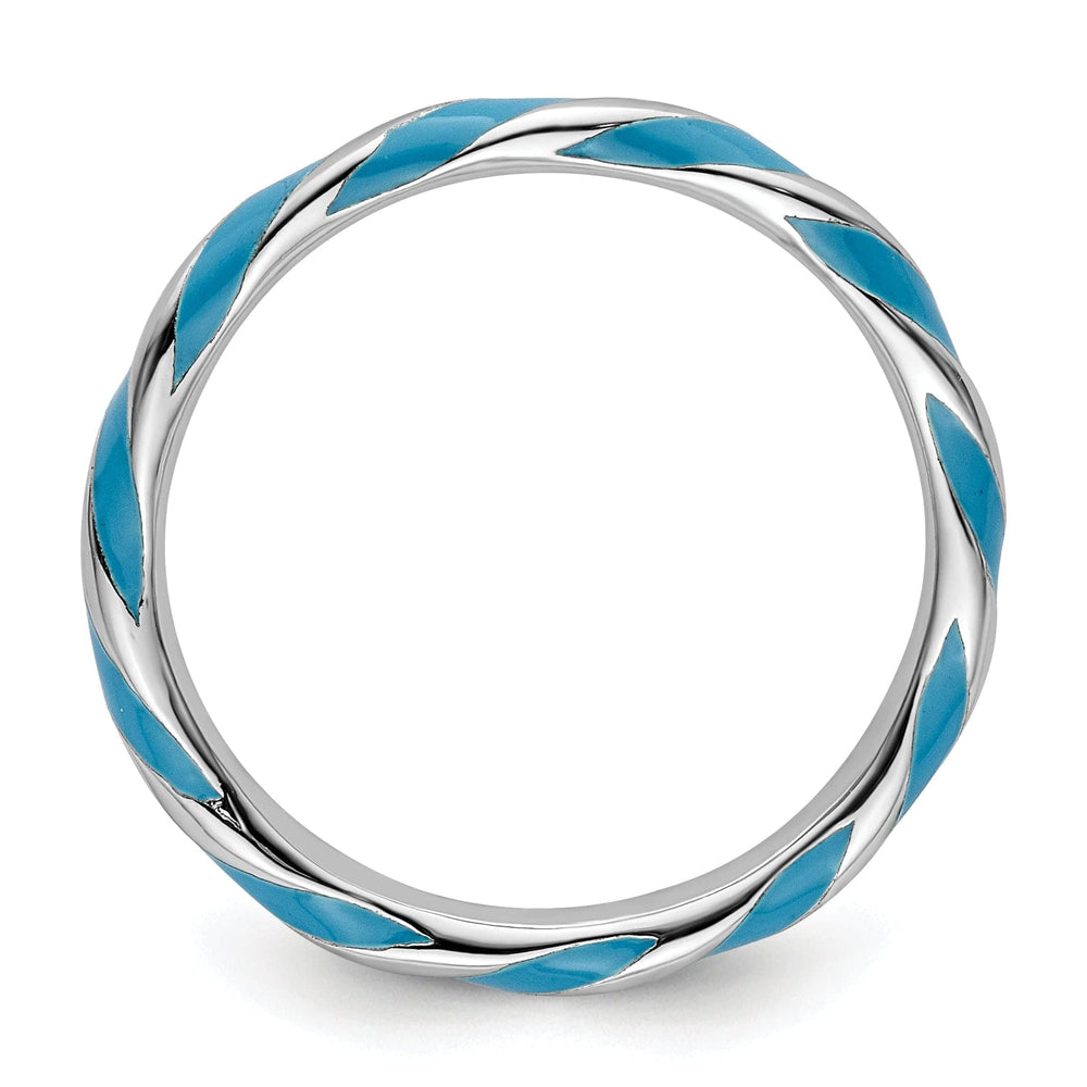 Stackable Expressions Ring Sterling Silver Blue Enameled Stackable Ring