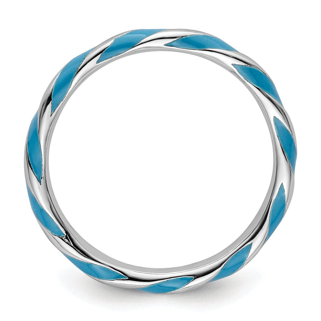 Stackable Expressions Ring Sterling Silver Blue Enameled Stackable Ring