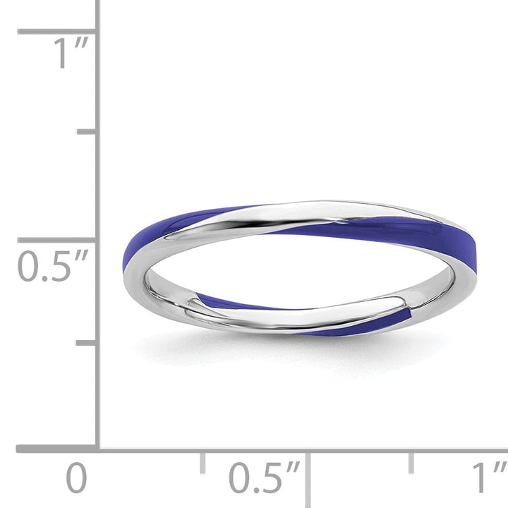 Stackable Expressions Ring Sterling Silver Blue Enameled Stackable Ring