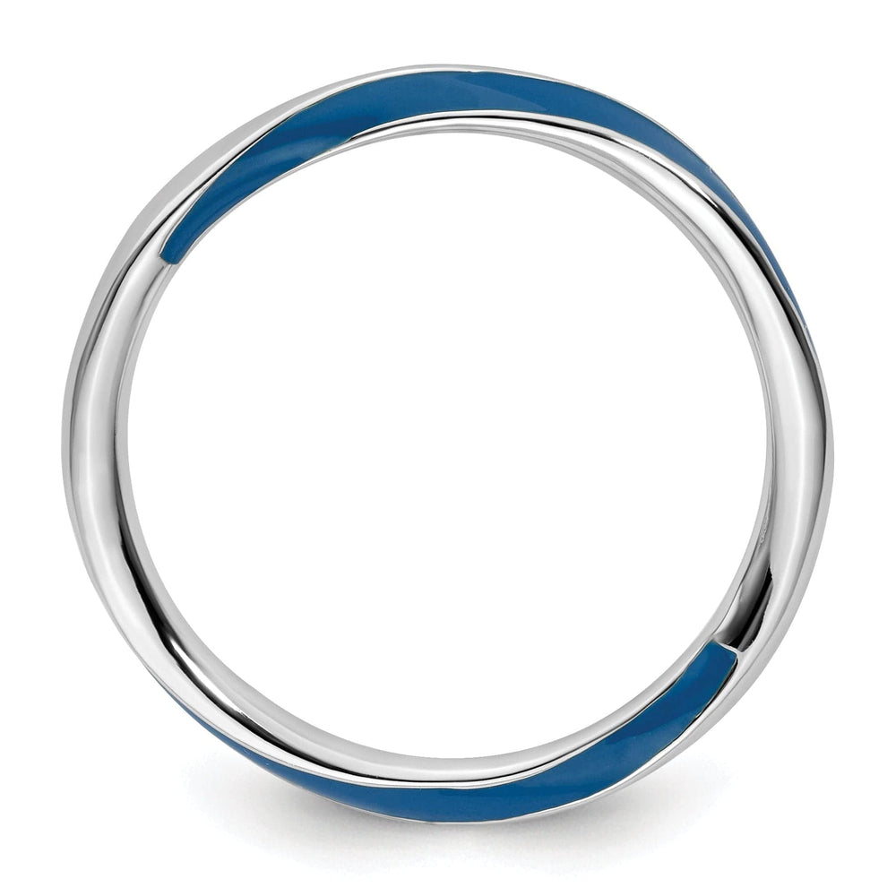 Stackable Expressions Ring Sterling Silver Blue Enameled Stackable Ring