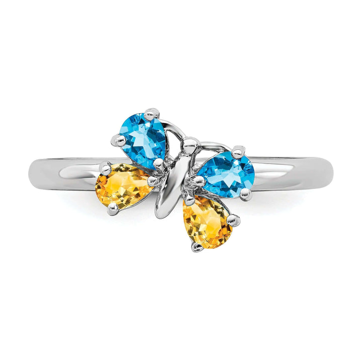 Stackable Expressions Ring Sterling Silver Blue Topaz/Citrine Butterfly Ring