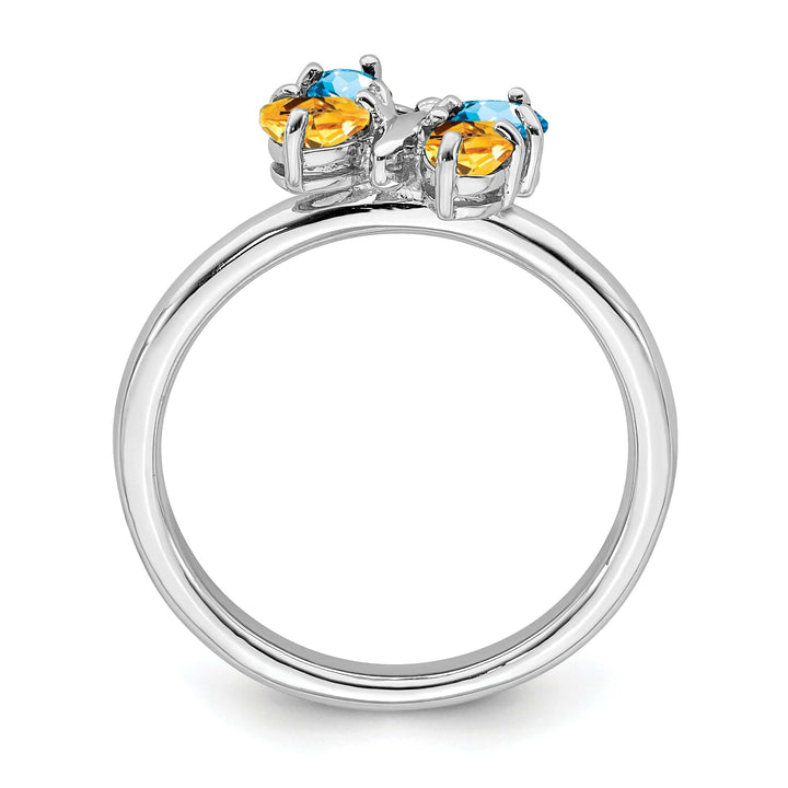 Stackable Expressions Ring Sterling Silver Blue Topaz/Citrine Butterfly Ring