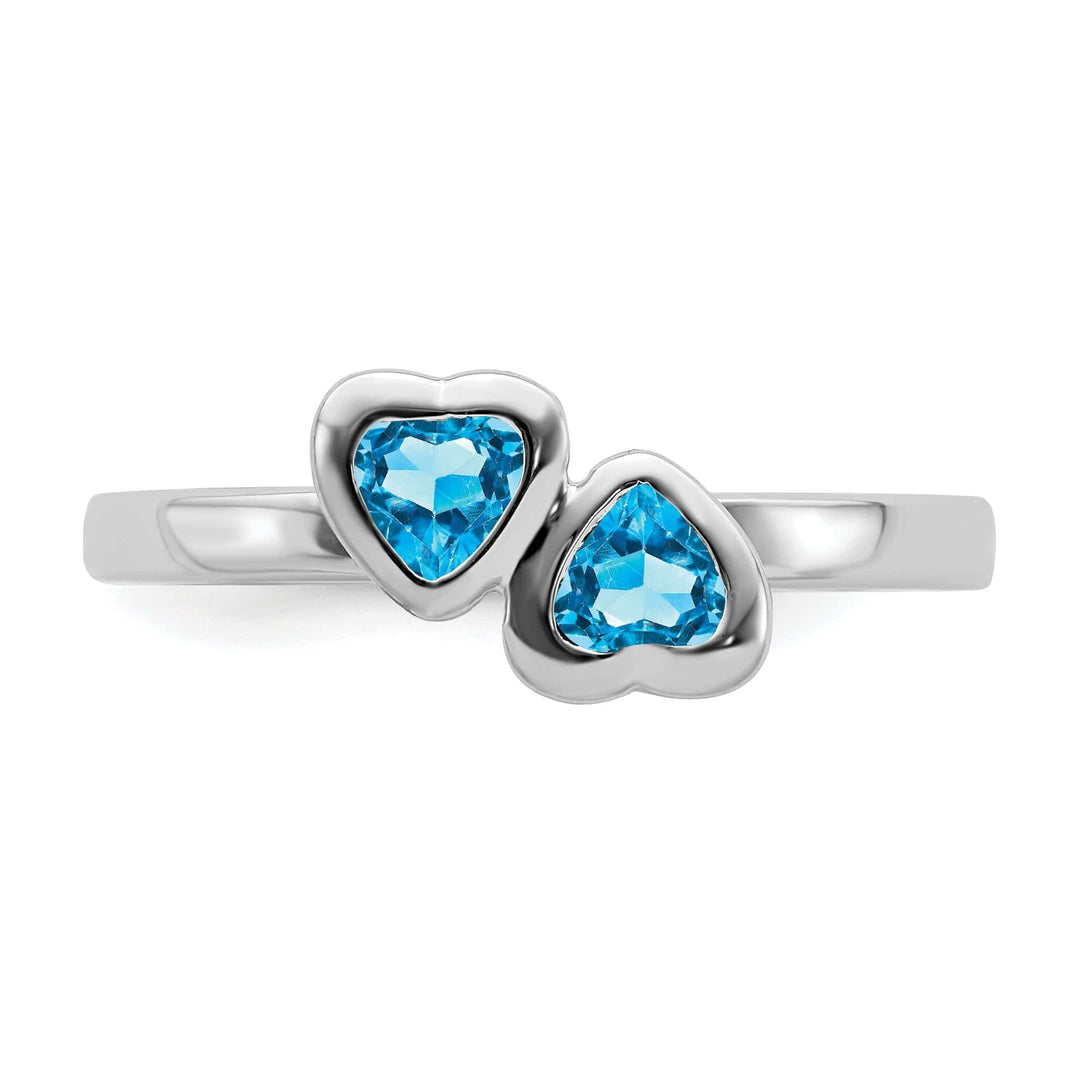 Stackable Expressions Ring Sterling Silver Blue Topaz Double Heart Ring