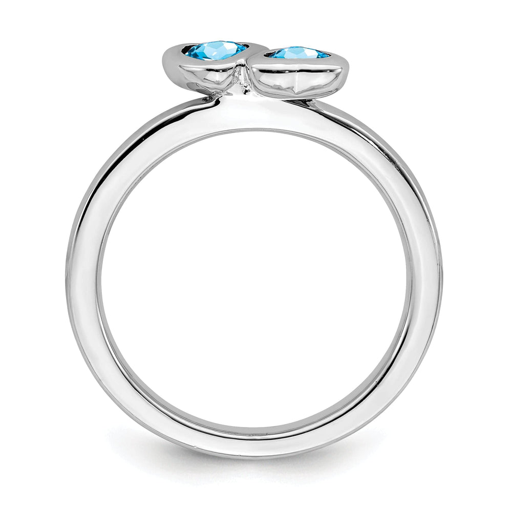 Stackable Expressions Ring Sterling Silver Blue Topaz Double Heart Ring