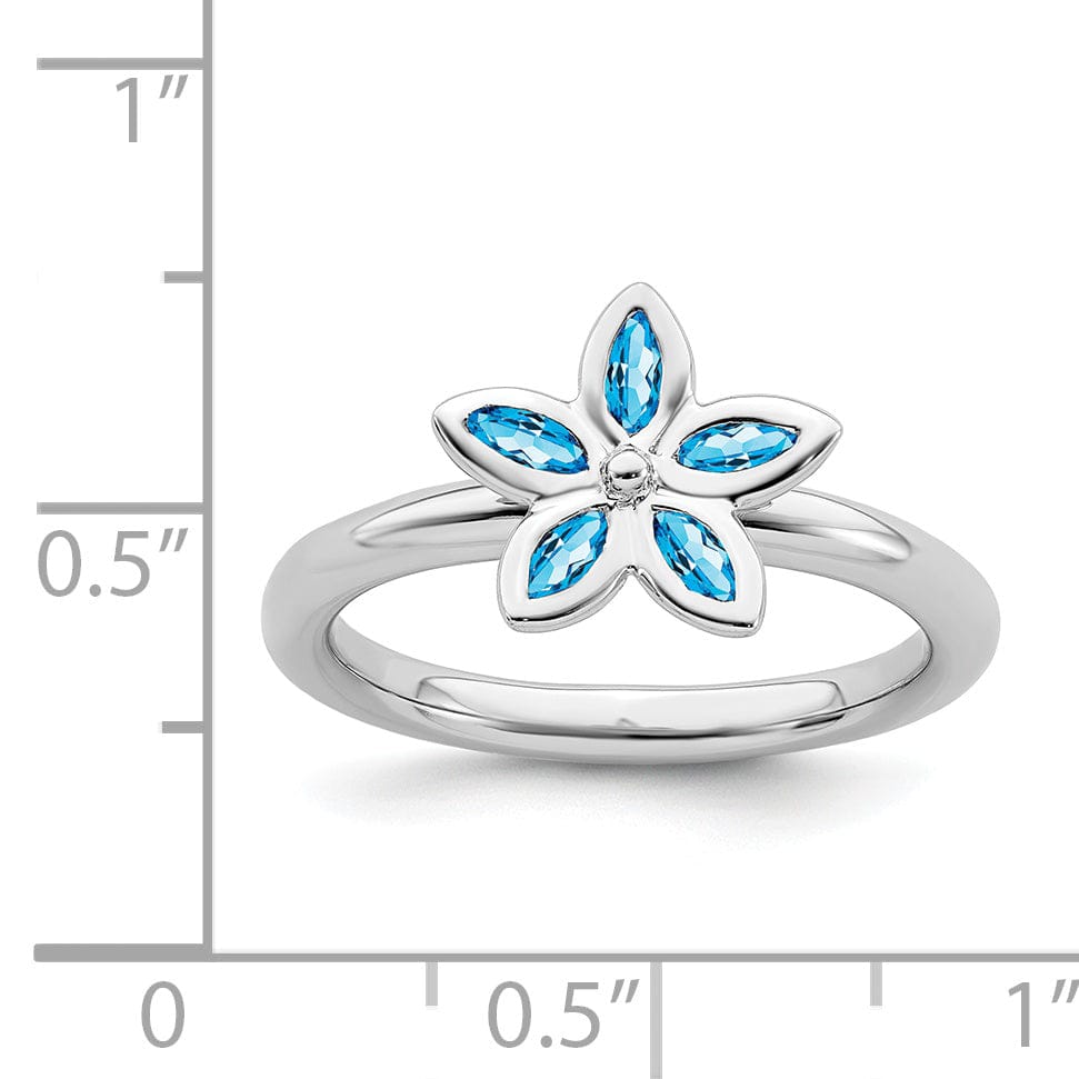 Stackable Expressions Ring Sterling Silver Blue Topaz Flower Ring
