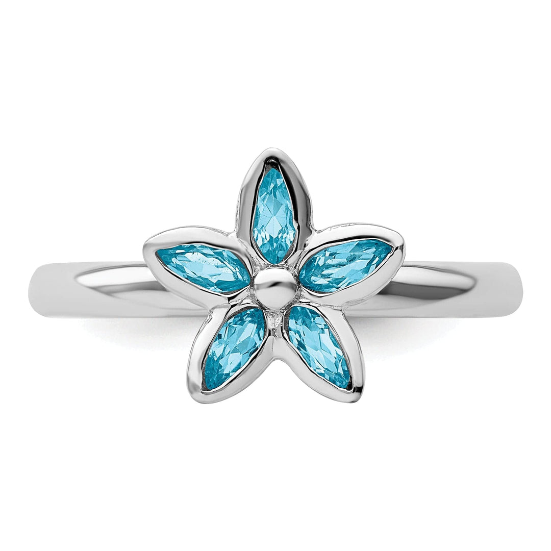 Stackable Expressions Ring Sterling Silver Blue Topaz Flower Ring