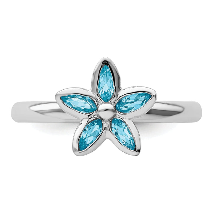 Stackable Expressions Ring Sterling Silver Blue Topaz Flower Ring