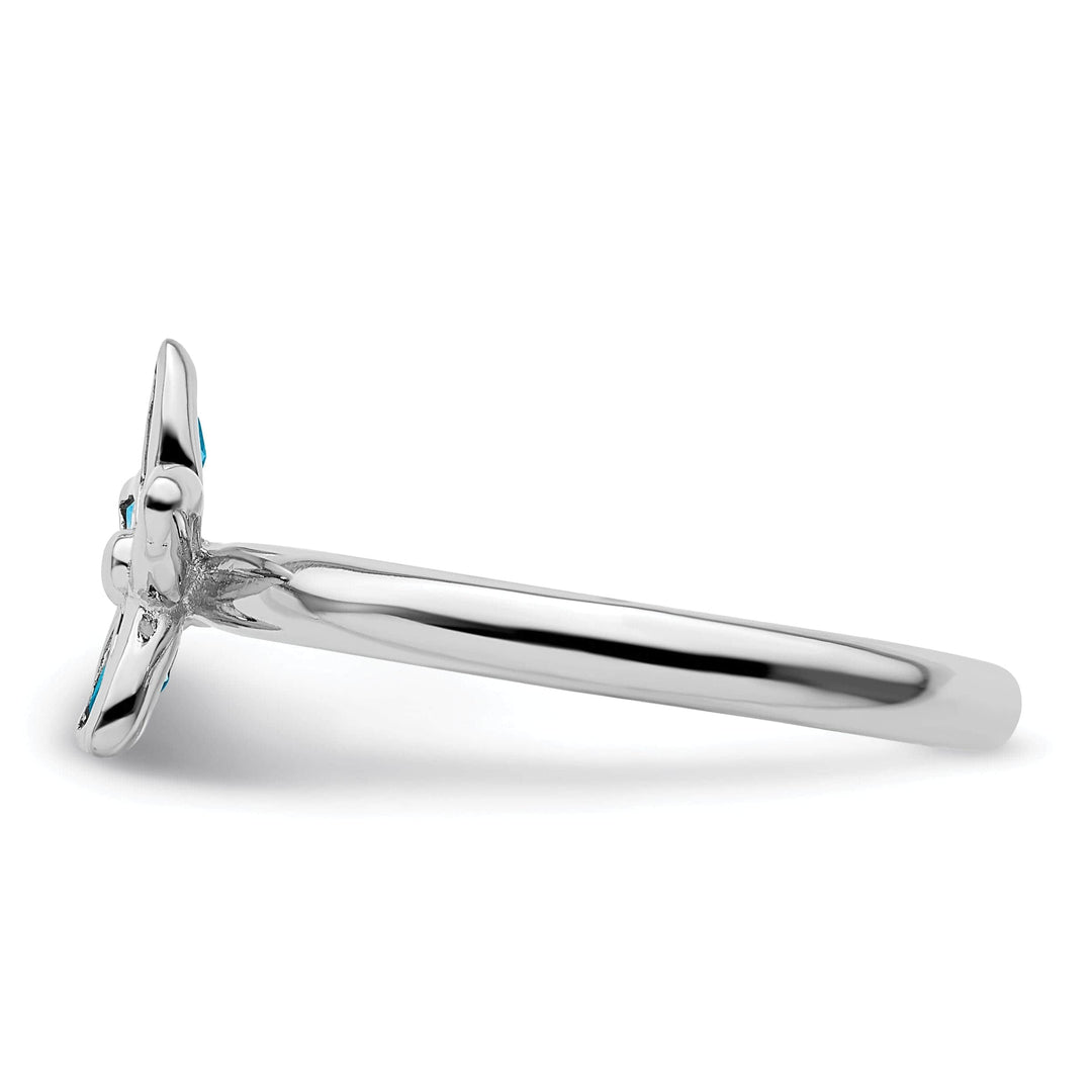 Stackable Expressions Ring Sterling Silver Blue Topaz Flower Ring