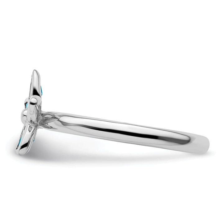 Stackable Expressions Ring Sterling Silver Blue Topaz Flower Ring