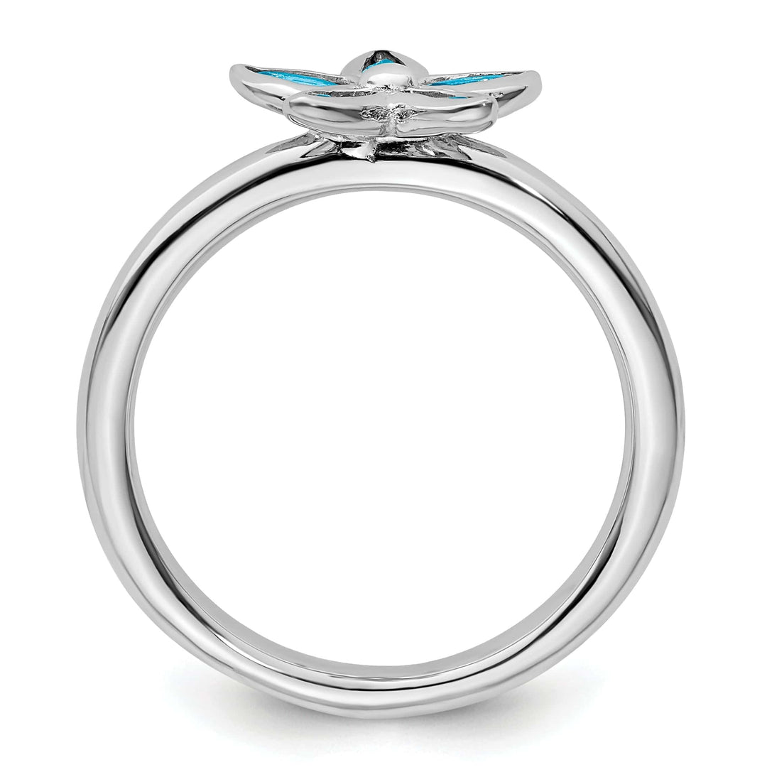 Stackable Expressions Ring Sterling Silver Blue Topaz Flower Ring