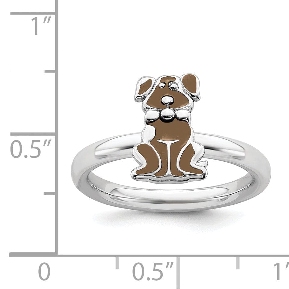 Stackable Expressions Ring Sterling Silver Brown Enameled Dog Ring