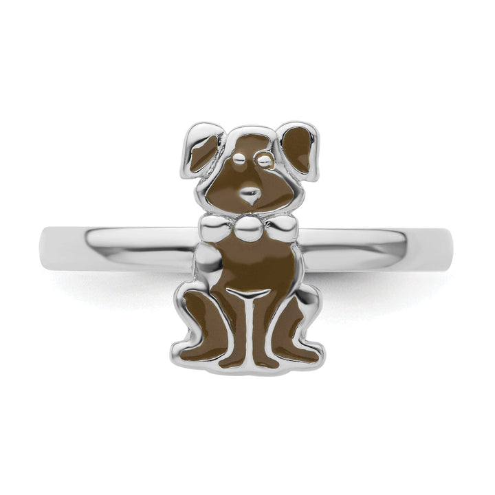 Stackable Expressions Ring Sterling Silver Brown Enameled Dog Ring