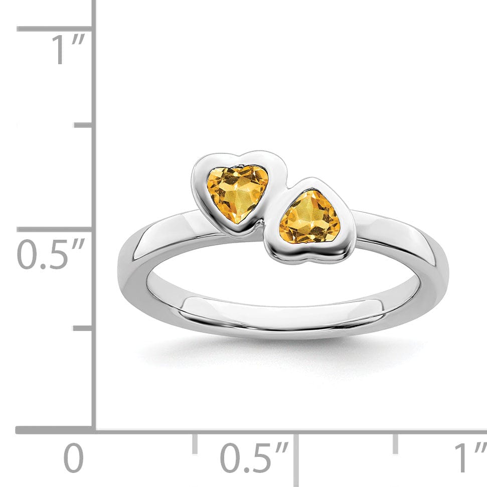 Stackable Expressions Ring Sterling Silver Citrine Double Heart Ring