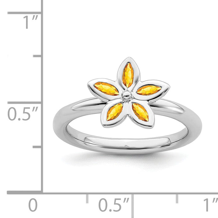 Stackable Expressions Ring Sterling Silver Citrine Flower Ring