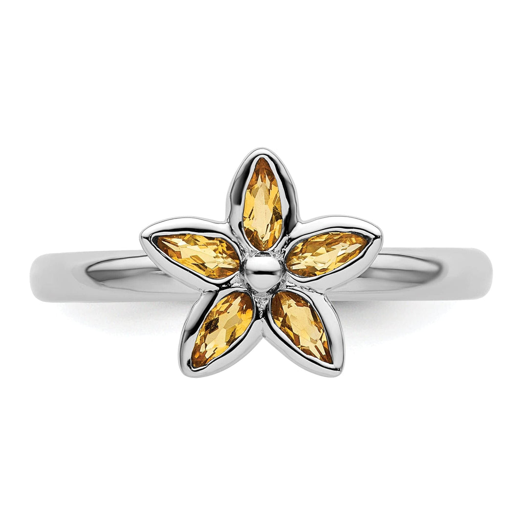Stackable Expressions Ring Sterling Silver Citrine Flower Ring