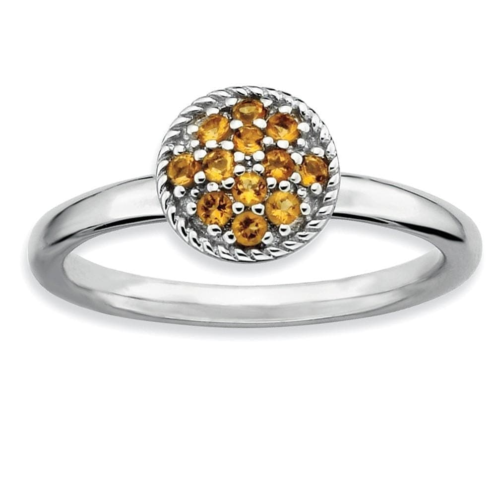 Stackable Expressions Ring Sterling Silver Citrine Rhodium Ring