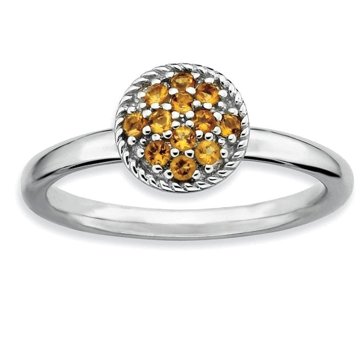 Stackable Expressions Ring Sterling Silver Citrine Rhodium Ring