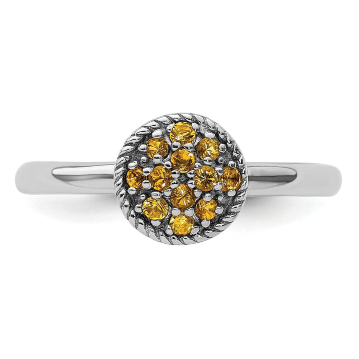 Stackable Expressions Ring Sterling Silver Citrine Rhodium Ring