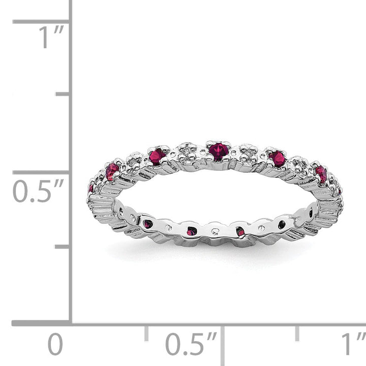 Stackable Expressions Ring Sterling Silver Created Ruby Diamond Ring