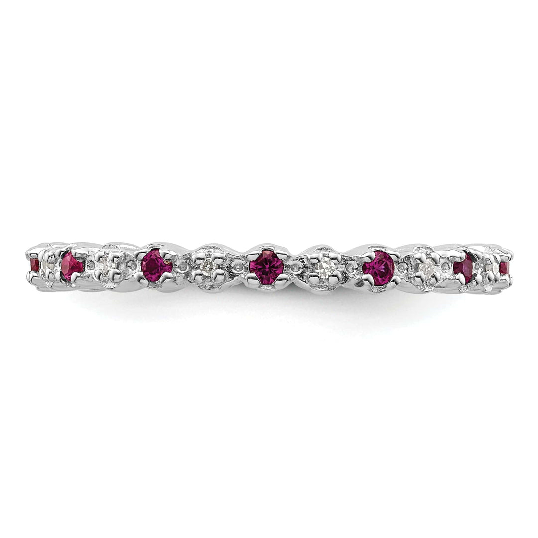 Stackable Expressions Ring Sterling Silver Created Ruby Diamond Ring