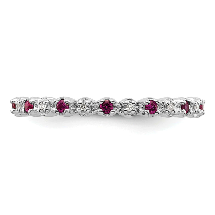 Stackable Expressions Ring Sterling Silver Created Ruby Diamond Ring