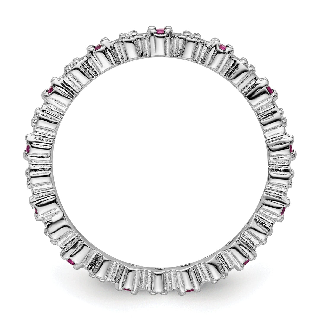 Stackable Expressions Ring Sterling Silver Created Ruby Diamond Ring