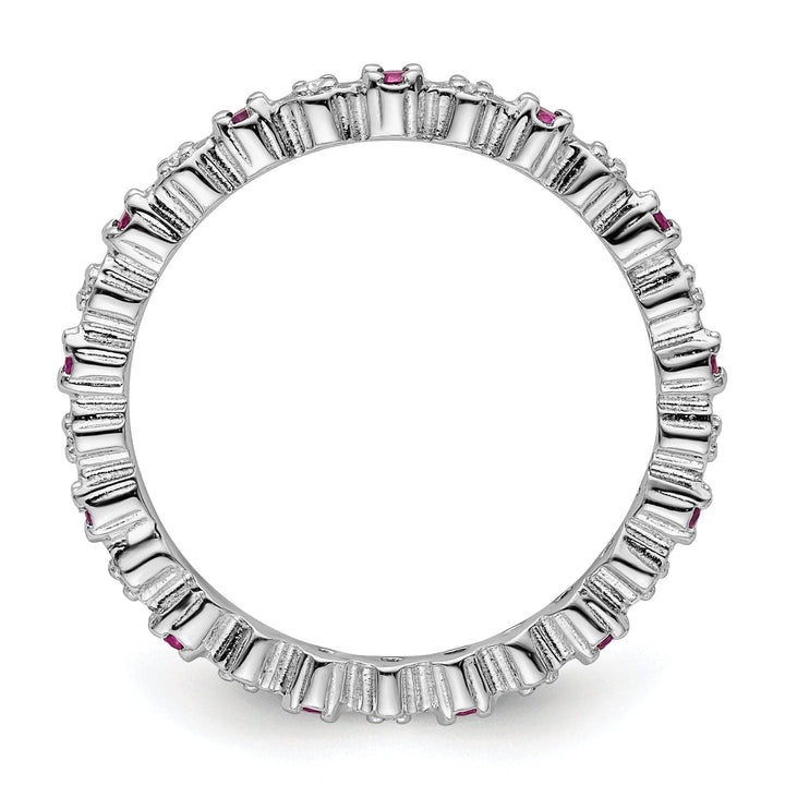 Stackable Expressions Ring Sterling Silver Created Ruby Diamond Ring