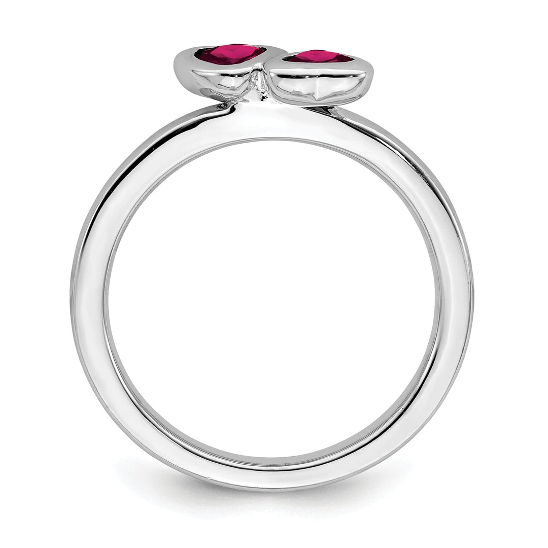 Stackable Expressions Ring Sterling Silver Created Ruby Double Heart Ring
