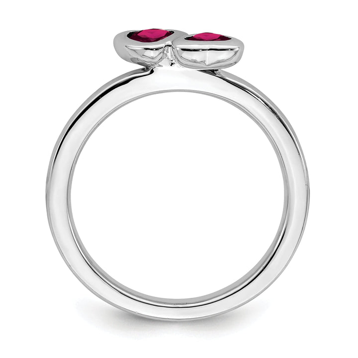 Stackable Expressions Ring Sterling Silver Created Ruby Double Heart Ring